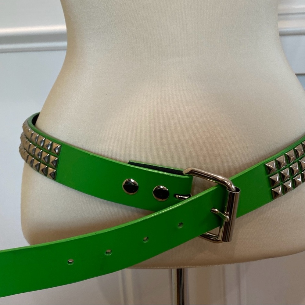 TILT Y2k Bright Green Studded Belt punk rock grunge retro Streetwear